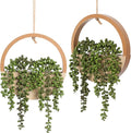 Artificial Hanging Plants Hanging Planter Fake Succulents Artificial String of Pearls with Pot and Lanyard for Home Office Wall Decoration