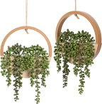 Artificial Hanging Plants Hanging Planter Fake Succulents Artificial String of Pearls with Pot and Lanyard for Home Office Wall Decoration