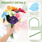 uxcell 8Pcs 11inch Artificial Anthurium Lily Flowers, Permanent Flower Bouquet for Home Arrangements Wedding Festival Decoration Crafts Store Decor Accessories, Sky Blue
