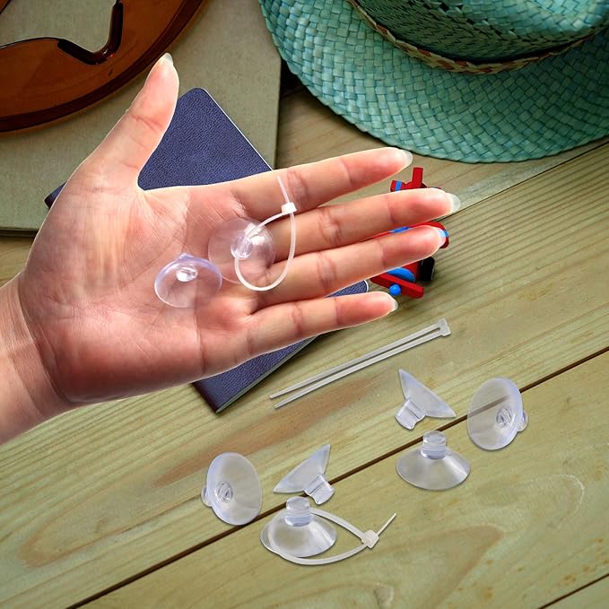 FEBSNOW Aquarium Suction Cups, Fish Tank Suction Cups Aquarium Suction Cup Clip Suction Hooks with 30 PCS Adjustable Cable Ties for Plants, Planter, Binding Moss Shrimp Nest (10)