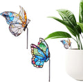 Flower Pot Decoration, 2Pcs Acrylic 2D Butterfly Plant Pot Hugger, 4.6 Inch Stained Butterfly Garden Stake Ornament Insert Decor for Indoor Patio (B)