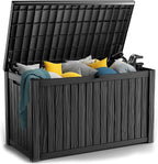 PatioZen 180 Gallon Resin Deck Box, Lockable Patio Outdoor Storage Box for Furniture, Garden Tools and Tools Storage, Waterproof Outside Storage Boxes - Black