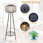 Outdoor Floor Lamp Outdoor Solar Lights Rattan Lamp with Plant Stands Metal Tripod Outdoor Floor Lamps for Patio Yard Deck Porch Walkway Driveway Garden Decor