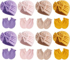 Newborn Baby Girl Hats Mittens Set Cotton Hospital Bow Hat Beanies Caps Gloves for New Born Girls 0-6 Months