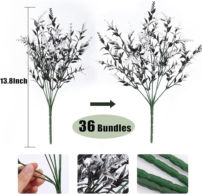 RECUTMS Artificial Plants Outdoor Artificial Spring Flowers UV Flowers Outdoor Artificial Greenery for Flower Arrangements Indoor Outside Hanging Plants Garden Porch Window Home Farmhouse Décor(B+W)