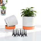 GreenShip Planter Set of 2 (9.8" & 7.8") – Cylinder Planters with Drainage Hole and Planter Saucer, Jun Porcelain Clay & Recycled Resin, Decorate Home,Office & Outdoor,White pots