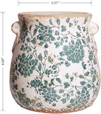 Xiaan Jiaju Tuscan Ceramic Planters and Kitchen Utensil Holder, 6.68 Inch Vintage Plant Pots with Drainage for Indoor/Outdoor, Country Cottage Vase for Home Garden Decor, Gifts for Plant Lovers, Cyan