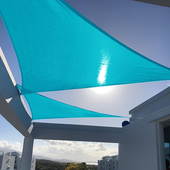 SUNNY GUARD Custom Size 14'x20'x24.4' Triangle Turquoise Blue UV Block Sunshade for Backyard Yard Deck Patio Garden Outdoor Activities and Facility(Customized)