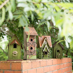 Glitzhome 12" H Green Hanging Distressed Solid Wood Garden Bird House Decorative Birdhouse
