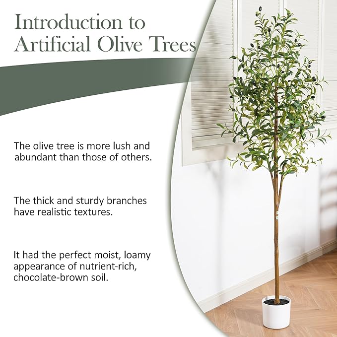 Olive Tree 6FT Fake Tree Faux Plants Indoor with Pot Artificial Tree Nearly Natural Olive Branches and Fruits for Living Room Home Office Decorations
