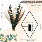 Jexine 4 Pcs Hanging Planters with Artificial Pampas Grass Metal Hanging Vase Indoor Plants Holder Modern Geometric Boho Bathroom Wall Decor for Living Room Home Office(Black)