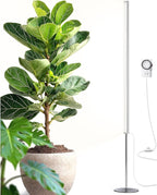 Barrina T1S Standing Grow Light for Indoor Plants with Timer, 65W 5000K High PPFD Tera Series Vertical Full Spectrum Grow Lights Adjustable Height 5FT-5.6FT, Foot Switch, Non-Glare Design, Silver