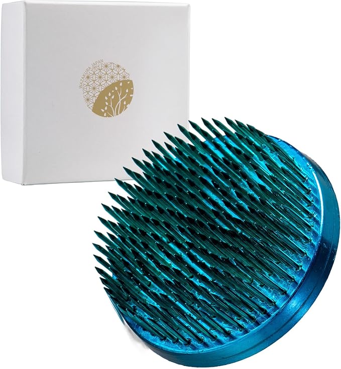 Wazakura Ikebana Kenzan Round, Japanese Floral Arranging Frog Holder, Made in Japan - Blue 63mm