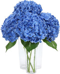 DuHouse 3Pcs Hydrangea Artificial Flowers,Latex Real Touch Hydrangeas with Long Stems & Leaves for Home Decor Party Floral Arrangements Wedding Bouquets Centerpieces(Dark Blue)