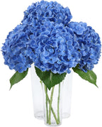 DuHouse 3Pcs Hydrangea Artificial Flowers,Latex Real Touch Hydrangeas with Long Stems & Leaves for Home Decor Party Floral Arrangements Wedding Bouquets Centerpieces(Dark Blue)