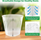 Bluepro 5 Inch Side-Open Orchid Pots 12 Pack, Clear Plastic Nursery Planters with Detachable Side Walls for Easy Repotting, Breathable Slotted Flower Pots with Drainage for Root Health