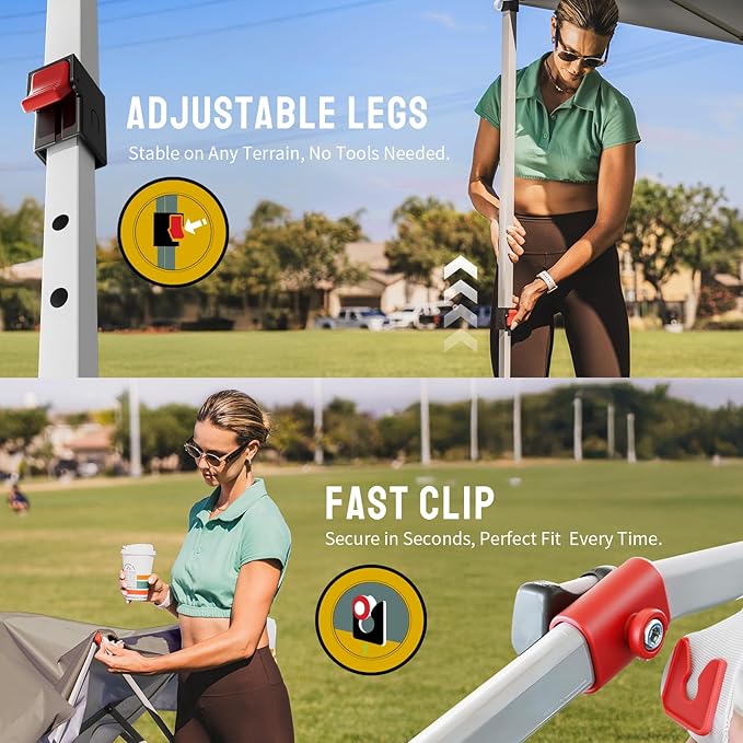 CROWN SHADES 12x12 Pop Up Canopy Outside Canopy, Patented One Push Tent Canopy with Wheeled Carry Bag, Bonus 8 Stakes and 4 Ropes, Beige