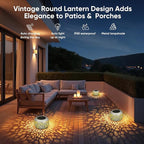 Solar Lanterns Outdoor Waterproof: 2 Pack White Hollow Out Metal Solar Lights - 2 Lighting Colors Outside Garden Yard Porch Indoor Tabletop Retro Decorations - Unique Gifts for Women Mom Wife