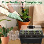 Halatool 4 Pack Seed Starter Tray with 50 PCS Peat Pellets, 48 Cells Black Seeding Starter Trays for Organic Seed Starter Soil Pods for Planting Vegetables Plants Flowers - Starting Seeds Kit