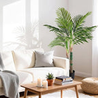 DUMOS 47in Artificial Palm Tree, Tall Faux Fake Plants Indoor with Black Planter Pot and Lifelike Leaves, Maintenance Free Artificial Silk Tree for Home, Office, House, Living Room, Porch Decor
