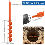 Upgraded Auger Drill Bit for Post Hole Digger 3 X 32 Inch Garden Spiral Hole Drill for Bulb Planting Post Auger for Plants, Beach Umbrella Holes and Building Fences- Fit 3/8" Hex Drill
