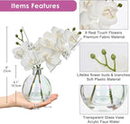 White Orchids Artificial Flowers Faux Orchid Arrangement with Iridescent Glass Vase Set of 2 Real Touch Phalaenopsis Orchid Flowers Orchids Centerpiece for Dining Room Table