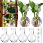 Baderke 6 Pack Window Propagation Stations Plastic Wall Hanging Planter with Suction Cups Brush Window Suction Plant Holder Vases Tubes Terrarium for Home Office Decor(Bulb)