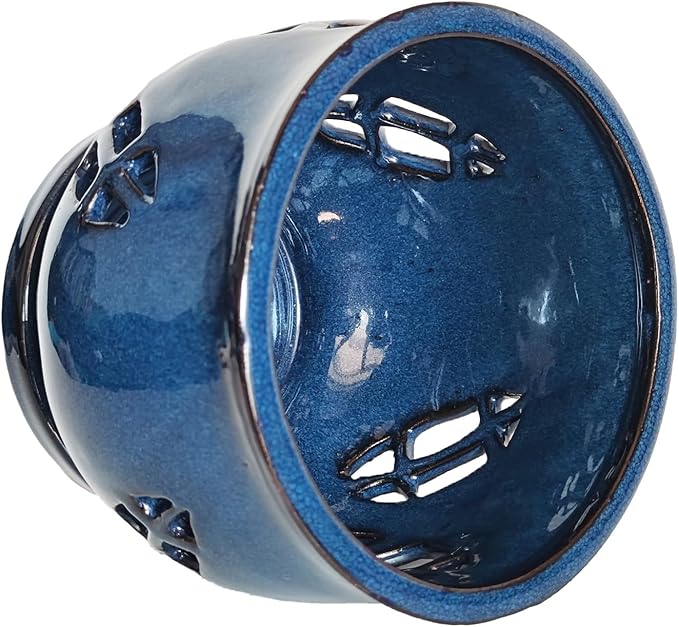 W&W Orchid Pot with Holes and Saucer for Repotting, Blue, 6.5"