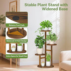 iDavosic.ly 3 Tier Plant Stand Indoor with Grow Light, Tiered Corner Wood Multiple Flower Holder Shelf, Tall Orchid Display Rack for Living Room Bedroom, Brown
