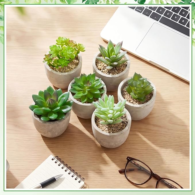 18 Pack Assorted Artificial Succulents in Retro Pulp Pots Bulk Fake Succulent Plants with Vintage Stone-Like Paper Pulp Pots Variety Set for Home, Office & Desk Decor