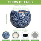 4 inch Plant Pots - Small Ceramic Planter with Drainage Hole, Succulent Pots for Indoor Outdoor, Unique Round Planter, Modern Decorative Flower Pot, Desk Decor, Plant Lovers Gifts, Blue