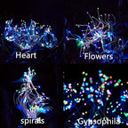 HELESIN Christmas Outdoor Solar Garden Lights,105 LED Solar Powered Decorative Stake Landscape Light DIY Flowers Fireworks Stars for Walkway Pathway Backyard Christmas Party Decor 2 Pack（Mulit-Color）