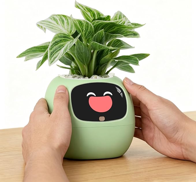PLANTSIO Ivy Interactive AI Desk Companion, Smart Plant Pet with 100+ Expressions, Cute Indoor Planter for Office Decor, Unique Gift for Plant Lovers & Coworkers(Mint)