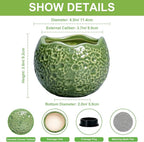 Ceramic Plant Pots - 4 inch Plant Pot with Drainage Hole, Small Pots for Plants Indoor Outdoor, Unique Round Planter, Modern Decorative Flower Pot, Room Decor, House Warming Gifts, Green