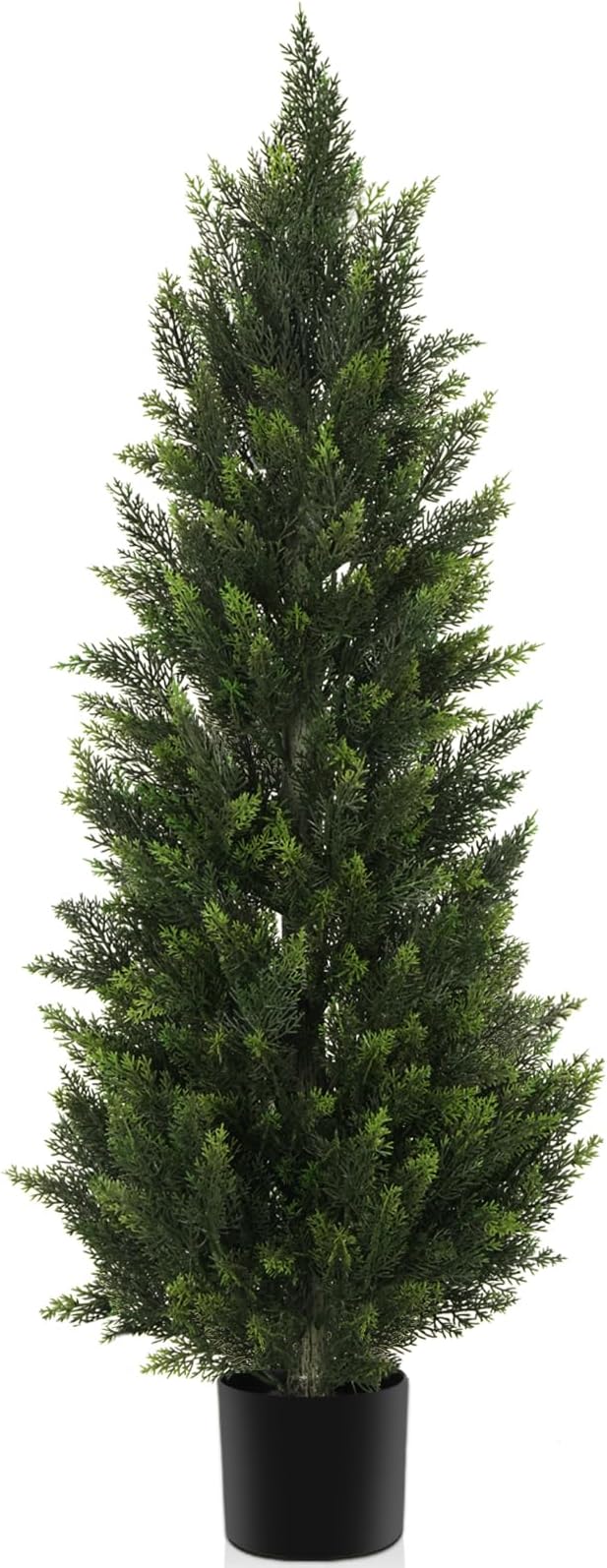 Outdoor Artificial Cedar Topiary Tree, Faux Evergreen Shrubs for Front Porch Decor, Lifelike Fake Bushes Plants for Home Living Room Front Door Decor (1, 4ft)