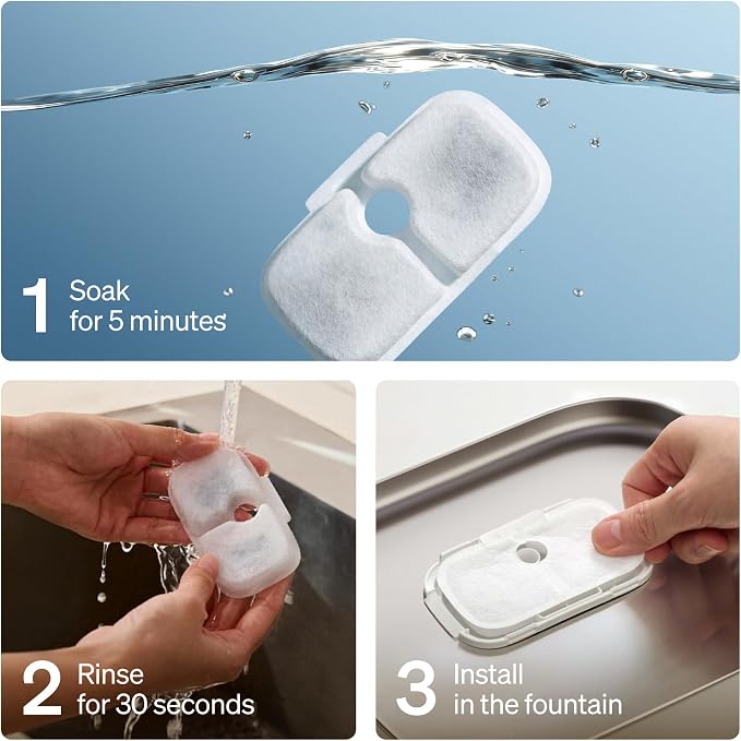 Bundle of PETLIBRO App Cat Water Fountain, 2.5L/84oz Dockstream Pet Fountain for Cats Inside with 2.4GHz Wi-Fi + PETLIBRO 8 Pack Replacement Filters for Dockstream Cat Water Fountain