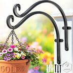Lifyzoon Hanging Plant Brackets Outdoor: 2 Pack 12 Inch Metal Plant Hangers Wall Hooks - Can Hold 50 Lbs Heavy Duty Outdoor Hooks for Hanging Bird Feeders, Flower Baskets, Lanterns, Wind Chimes