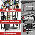 Faesun Garden Tool Organizer, 3-Tier Metal Yard Tool Rack with 14 Hooks & 5 Slots, Holds 50+ Rakes/Shovels/Brooms, Heavy Duty Freestanding Lawn Tool Storage for Garage Shed Outdoor Organization