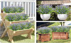 obbsie 36 Bundles Artificial Plants Outdoor, 18.2" UV Resistant Faux Monkey Grass Greenery Stems No Fade Faux Plastic Flowers Shrubs for Home Weddings Garden Porch Front Patio Office Decor - Purple