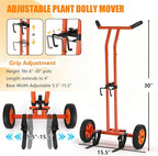Plant Caddy with Wheels, Heavy Duty Plant Dolly Cart with Non-Slip Silicone Grids Adjustable Grabbing Arm, Suction Cups, Indoor Outdoor Plant Mover for Heavy Pots, Supports Plants Up to 175 lbs Orange
