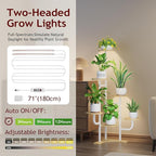 Homsorout Corner Plant Stand with Grow Light - 6 Tier Plant Stand Indoor Round Metal Plant Shelf with Adjustable Light, Plant Organizer for Living Room, Graden, Home Decor (Maple)