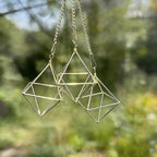 Gold Air Plant Holders with Chains, Set of 6 Geometric Hanging Planters with Removable Links for Wall Decor, Indoor Home Ceiling Display for Tillandsia, Ferns
