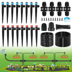 95.5FT Drip Irrigation System Kits - Automatic Garden Watering Sprinkler with 1/2 & 1/4 inch Tubing Hose Patio Misting Plant Irrigation Water Equipment Quick Connector for Greenhouse Flower Beds Lawn