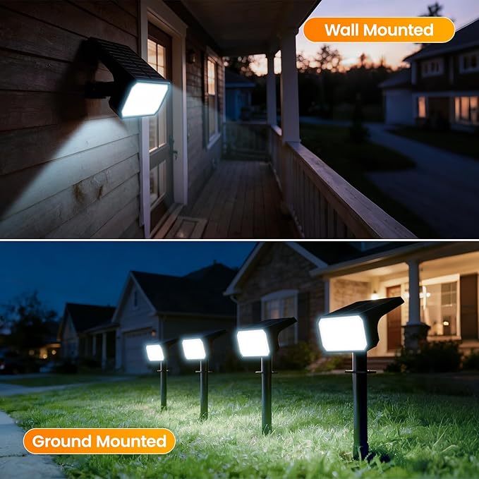 Fabrito 4 Pack Solar Spot Lights Outdoor Waterproof IP67, [108 LEDs, 4 Modes] Dusk to Dawn Spotlights with 1500mAh Battery for All Night, Landscape Lights for Tree, Yard, Pool, Pathway, Cool White