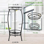 MOCORY Plant Stand Indoor Outdoor 2 Tier 25" Tall Metal Potted Holder Flower Pot Stand Heavy Duty Plant Shelf Rustproof Iron Multiple Plant Round Supports Rack for Planter Corner Garden Balcony Patio