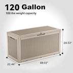 PatioZen 120 Gallon Resin Deck Box, Lockable Patio Outdoor Storage Box for Furniture, Garden Tools and Tools Storage, Waterproof Outside Storage Boxes - Grey