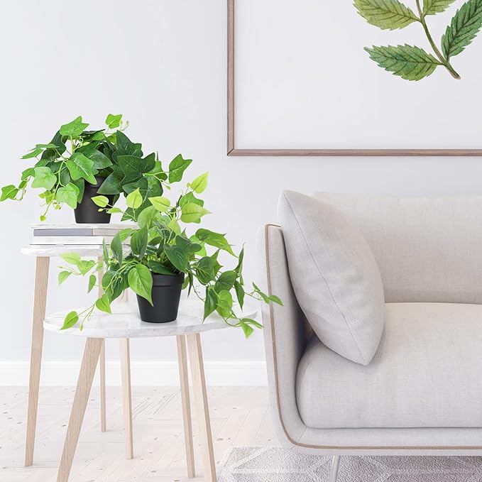 AceList 2 Pack Faux Plants Indoor, Realistic Fake Ivy Fake Plants Potted Plants Artificial Decor, Artificial Plants for Home Decor
