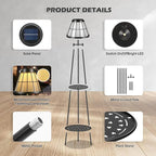 2 Pack Solar Lights with Plant Stands, 45.4'' Waterproof Outdoor Metal Solar Floor Lamps for Patio Deck Yard Pathway Porch Garden