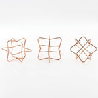 5Pcs Metal Air Plants Hanging Holders and Stands Set (2 Wall Hangers with Chains + 3 Table Stands), Rose Gold Geometric Home Decor for Windows/Wedding, 2.75 Inch Rust-Resistant Display Rack