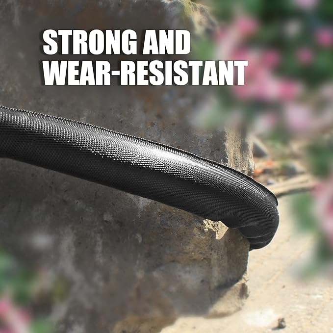Non-Expandable Garden Hose 75feet, Felxible Water Hose with 10 Function Hose Nozzle, Lightweight, Anti-Kink, Tangle Free, Rust Proof for Yard - 2025 Model(Black)